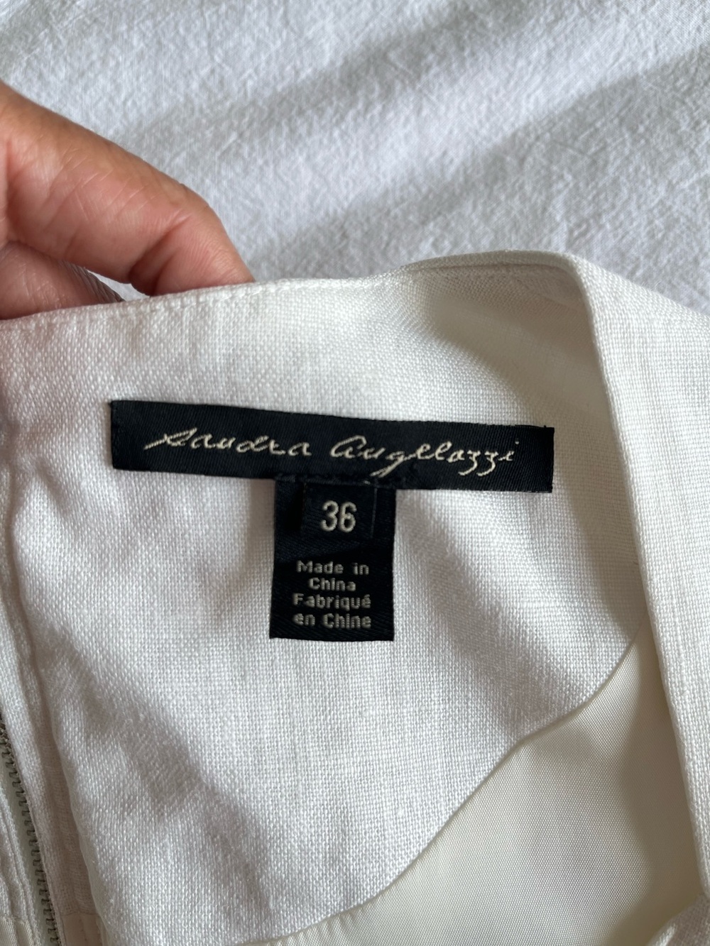 Sandra Angelozzi 100% Linen White Square Neck Dress Fully Lined EU 36 US 6 - Picture 5 of 16